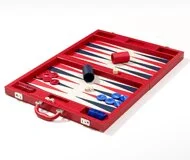 Luxury Backgammon Set in Red Leatherette by Dal Negro