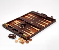 Leather Backgammon Board in Mahogany by Genesis Naylor