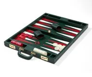 Leather Backgammon Set in Green by Hattrick