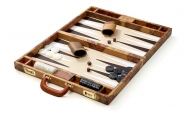Leather Backgammon Set with World Map Design