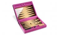 Macassar Ebony Backgammon Set in Pink Leather (1)
